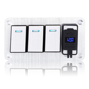 Panel saklar Rocker <span class=keywords><strong>4</strong></span> Gang tugas berat, Charger mobil USB <span class=keywords><strong>4</strong></span>.8A Voltmeter 12V/24V aluminium tahan air untuk truk laut RV - Product Image 6