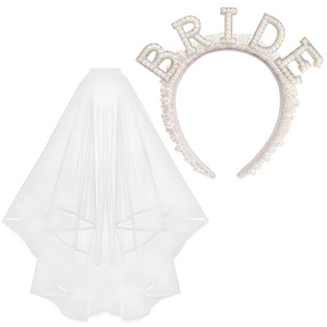 Diadema de Perlas y Cristales para Novia, Velo y Diadema para el Cabello, Set de Novia para Boda WB009 - Product Image 5