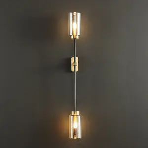 Nordic Simple Doppel köpfe Kupfer Messing Wand leuchte Luxus Wohnzimmer Lichter Glas Wand leuchte Up und Down Wand leuchte