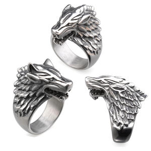 <span class=keywords><strong>Anneaux</strong></span> <span class=keywords><strong>de</strong></span> mode rétro et puissants à tête <span class=keywords><strong>de</strong></span> loup, bijoux fins, pour hommes et femmes - Product Image 1