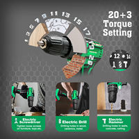 Perceuse à percussion sans fil 20V, sans balais, avec mini-marteau, pour le bois, avec deux batteries 2.0Ah et accessoires, personnalisable OEM