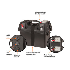 12V Hộp Pin W/ngắt mạch chuyển đổi + 4.2A kép USB sạc ổ cắm + Ổ cắm điện + đầy màu sắc Vôn kế W/50A Andersen kết nối - Product Image 5