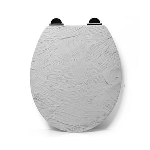 Asiento de Inodoro de Madera Moldeada con Textura Moderna, Asiento de Baño con Bisagras de Cierre Suave, <span class=keywords><strong>Tapa</strong></span> de Inodoro <span class=keywords><strong>Universal</strong></span> Fácil de Limpiar - Product Image 2
