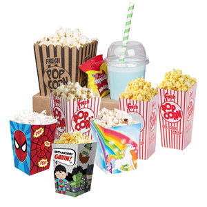 Wholesale custom printed 3d mini size boxes for cinema party pink favor disposable chicken popcorn packaging paper box