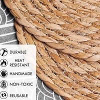 Set de table rond en jacinthe d'eau tressée de 35 cm, fait main, en paille naturelle, résistant à la chaleur, pour la décoration de table à manger