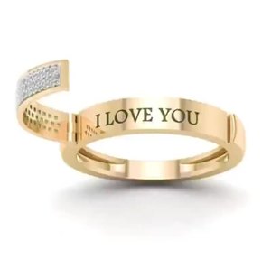 Nueva joyería de tres colores Flip grabado I LOVE YOU Full Diamond Promise Ladies anillo de compromiso - Product Image 1