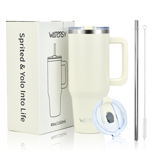 Sang trọng thép không gỉ 40oz bia Tumbler Mug với xử lý và kim loại rơm du lịch cà phê cắm trại thermoses xe cup hiện đại Handgrip - Product Image 3