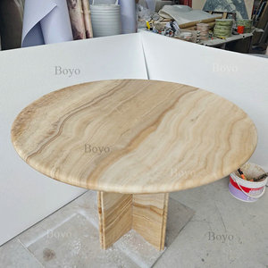 BOSSY Trắng Vàng Vàng Onyx Đá Cẩm Thạch hiện đại thân thiện với môi qua cơ sở trung quốc đá vòng bàn ăn 120cm - Product Image 4