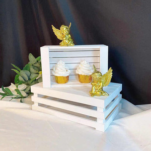 Vintage Wooden <b>Crate</b> Storage Box Set <b>White</b> Rectangular Standing Decorative Garden Display Prop - Product Image 3