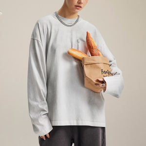 เสื้อยืดคอกลมผ้าฝ้ายหนาคุณภาพสูง 100% สไตล์ลำลองทันสมัยสำหรับผู้ชาย เสื้อยืดแขนยาวสั่งทำขายส่งแบบส่วนตัว - Product Image 5