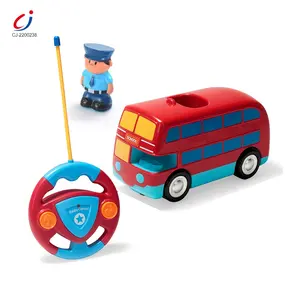 Coche a control remoto para niños, de 2 canales juguete de plástico, con radio control, dibujos animados, autobús escolar