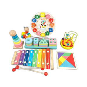 Jouet <span class=keywords><strong>xylophone</strong></span> en bois Montessori pour l'éducation précoce des enfants et ensemble de puzzles de reconnaissance des formes, 11 types - Product Image 1