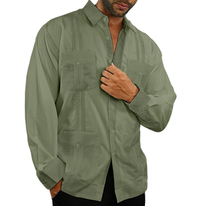 <span class=keywords><strong>Camicia</strong></span> Casual con logo personalizzato da <span class=keywords><strong>uomo</strong></span> a maniche lunghe <span class=keywords><strong>camicia</strong></span> da <span class=keywords><strong>spiaggia</strong></span> in <span class=keywords><strong>lino</strong></span> con 4 tasche - Product Image 2