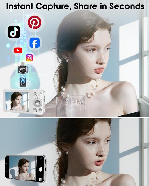 A59 Digital Camera Autofocus 48MP 4K Camera for Photography Portable Compact Point and Shoot Digital Camera 2000 MAh Battery