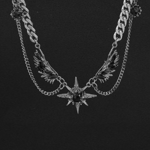 Collar con Colgante en Forma de Estrella con Decoración de Alas de Acero de Titanio, Diseño Retro Simple, Collares Unisex, Joyería de Moda - Product Image 2