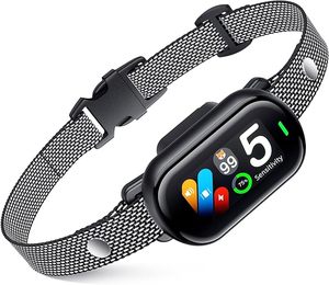 Automatisches Anti-Bell-Halsband mit 4 Trainingsmodi, IPX7 Wasserdicht, Hunde-Erziehungshalsband mit TFT-Farbbildschirm, Metallgitterband und Bellzähler - Product Image 1