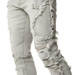 Jeans de Mezclilla Apilados para Hombre, Estilo Vintage, Desgastados, con Apliques de Llama, OEM - Product Image 6