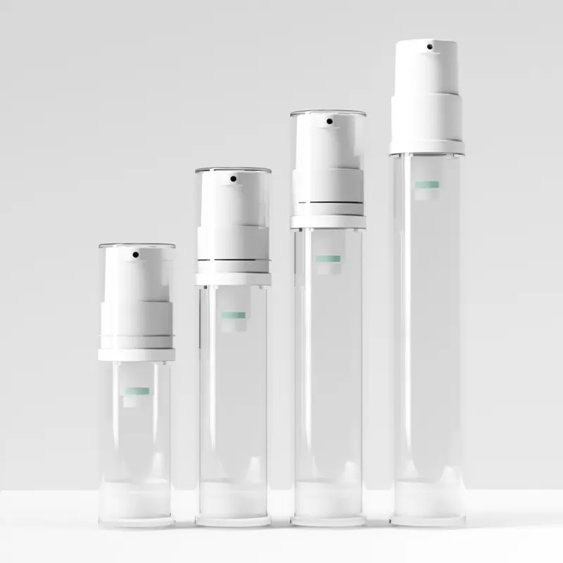 Kozmetik ambalaj losyon dispenseri boş temizle doldurulabilir 5ml 10ml 15ml plastik havasız pompa şişesi