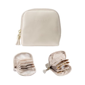 Cream-<b>White</b> <b>Small</b> Travel Jewelry Case Zipper Velvet Organizer Storage <b>Bag</b> for Bracelets Rings Earrings Teacher - Product Image 1