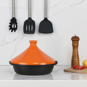 Tagine 32 cm en aluminium antiadhésif avec base à induction, grande tagine marocaine de cuisine avec couvercle en porcelaine - Product Image 2