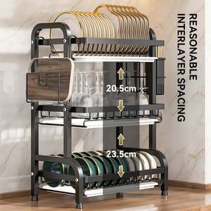 Estante de Cocina Multifuncional de Metal, Escurridor de Platos de Acero al Carbono, Organizador de Cubiertos y Palillos para Encimera - Product Image 2