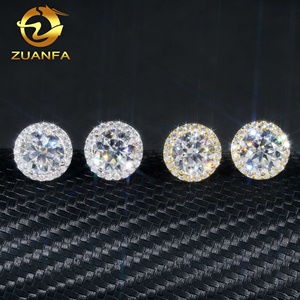 Sıcak satış hazır gemi geçmek elmas Tester Halo tasarım vida geri gümüş 925 VVS Moissanite küpe - Product Image 3