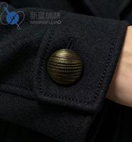 Boutons demi-ronds texturés en bronze rétro, boutons à pied haut pour vestes