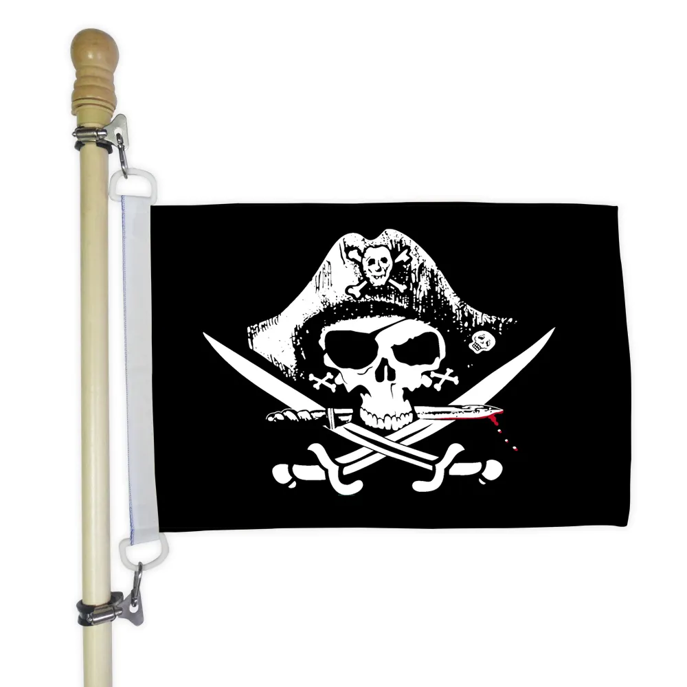 Bannière de bateau de drapeau de poitrine d'homme mort de 12x18 pouces avec 2 oeillets D 110G matériel de polyester tricoté décor extérieur d'intérieur