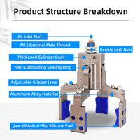 Pince robotique pneumatique miniature JD DHVG4 à course réglable, détection magnétique, fonction d'alarme, pour objets cylindriques, pour robots