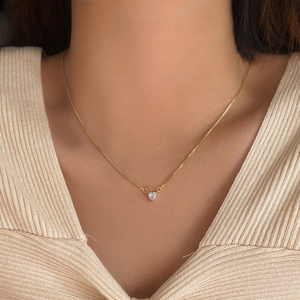 Collier tennis tendance en forme de cœur en zircon CZ plaqué <span class=keywords><strong>or</strong></span> 18 carats, ensemble de bijoux à la mode, vente chaude - Product Image 6