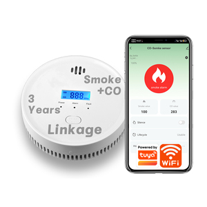 TY-N01-433 Tuya Détecteur intelligent WiFi de monoxyde de carbone et de fumée avec batterie 3 ans, alarme <span class=keywords><strong>incendie</strong></span> pour cuisine et magasin, interconnexion d'alarmes - Product Image 1