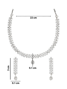 Elegante Collar de Cadena con Circonitas Cúbicas Plateadas y Diamantes Americanos con Aretes para Mujer, Joyería para el Día de San Valentín - Product Image 6