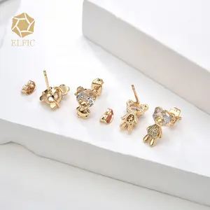 Elfic Charms Earrings Cute Diamond Little Gummy Bear Earings Jewelry Women