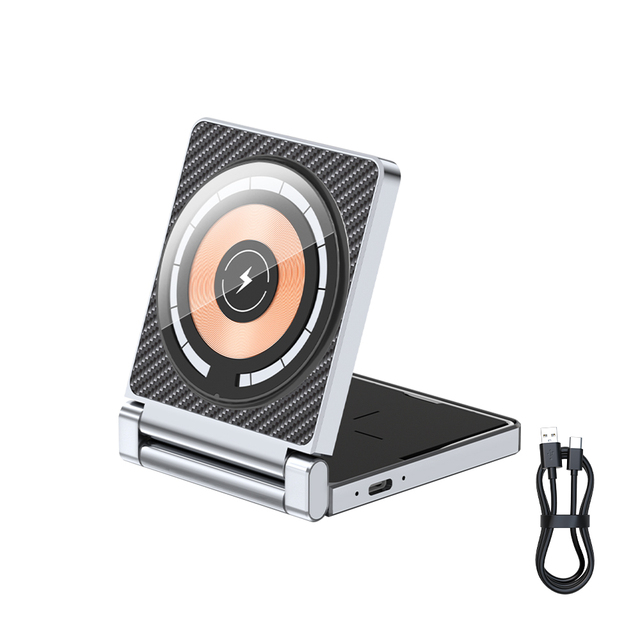 2 in 1 Wireless Charging Station Magnetic Foldable Fast Wireless Phone Charger Pad Compatible With Iphone and Earphone
