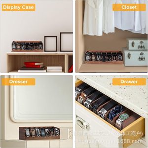 Wooden Belt <b>Storage</b> <b>Box</b> Rectangular With Partitions Standing Type <b>Drawer</b> Organizer Home Wardrobe Use - Product Image 3