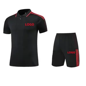 새로운 디자인 OEM 도매 맞춤형 축구 폴로 셔츠 반바지 하이 퀄리티 폴로 축구 저지 셔츠와 짧은 세트