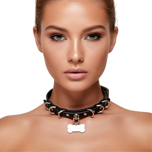 SM Metal Adulto Bondage Gear Fetish Puppy Grabado Ajustable <span class=keywords><strong>Kinky</strong></span> Slave Cadena de tracción para hombres Mujeres Diversión Coqueteo Collar de perro - Product Image 1