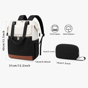 Ensemble de 2 sacs à dos de voyage à ouverture large avec trousse de toilette, 16 poches, résistant à l'eau, pour ordinateur portable 15,6 pouces, sac à dos de voyage d'affaires - Product Image 3