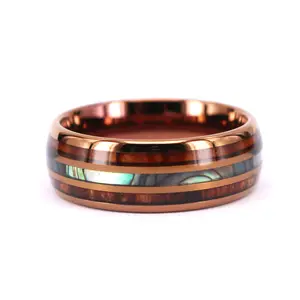 Doppelte Koa-Holz-Inlay-Abalone-Schale im Center Brown Promise Ring