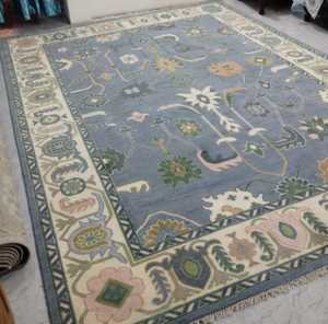 Nouveau personnalisable 9x12 bleu Beige noué à la main Oushak tapis Vintage turc tapis pour adolescent salon pour la décoration intérieure - Product Image 3