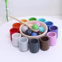 Material didáctico de madera Montessori, bolas para bebés, tazas, juguete de entrenamiento a juego de colores para mayores de 3 años, Educación Temprana, cognición de colores