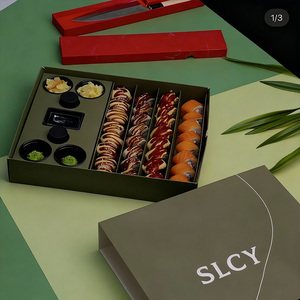Boîte à sushis japonaise de qualité alimentaire avec logo personnalisé pour la vente à emporter, la restauration rapide, les collations, emballage jetable en papier avec séparateur - Product Image 3