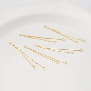 Pendientes de cadena de Latón chapado en oro de 18k, cadena de cuerda geométrica, aretes de aro de doble oreja para fabricación de joyas DIY