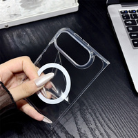 Étui de téléphone transparent pliable en PC avec charge magnétique sans fil de luxe pour iPhone Duo, anti-jaunissement, sans protection d'écran, résistant aux chocs