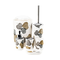 Ensemble d'accessoires de salle de bain de luxe 6 pièces en plastique écologique : poubelle, distributeur de savon, porte-savon, porte-brosse de toilette, porte-brosse à dents
