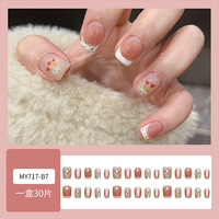 Fournisseur en gros Internet-famous Best-seller 24pcs Amande ABS Couverture Complète Doigt Faux Ongles Cristal Pré-conçu