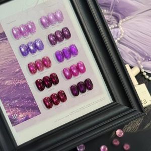 Rabia 10 Couleurs Violet Starwave Glass Bead Purple Cat Eye Gel Soak Off UV Gel pour Salon de Manucure Professionnel - Product Image 4