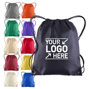 Sac à dos promotionnel en polyester coloré avec cordon de serrage, personnalisable avec logo imprimé, idéal pour le shopping - Product Image 1