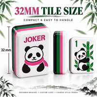 Jeu de Mahjong américain Panda chinois, design original, tuiles en acrylique à 4 couches avec tapis de Mahjong assorti