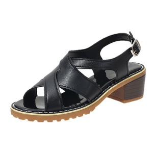 Summer New Arrival Thick Heel Roman <b>Sandals</b> Plus Size Women's Open Toe Elegant Fashion Mid-heel <b>Sandals</b> 43 - Product Image 1